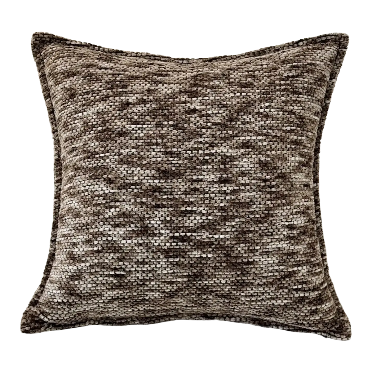 Chenille throw pillow cover textured decorative square cushion with woven pattern in shades of brown and beige