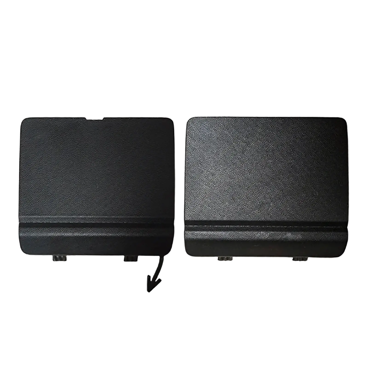 Black textured plastic front tow hook covers for chery jetour traveller t2 car trunk lid shown from back side