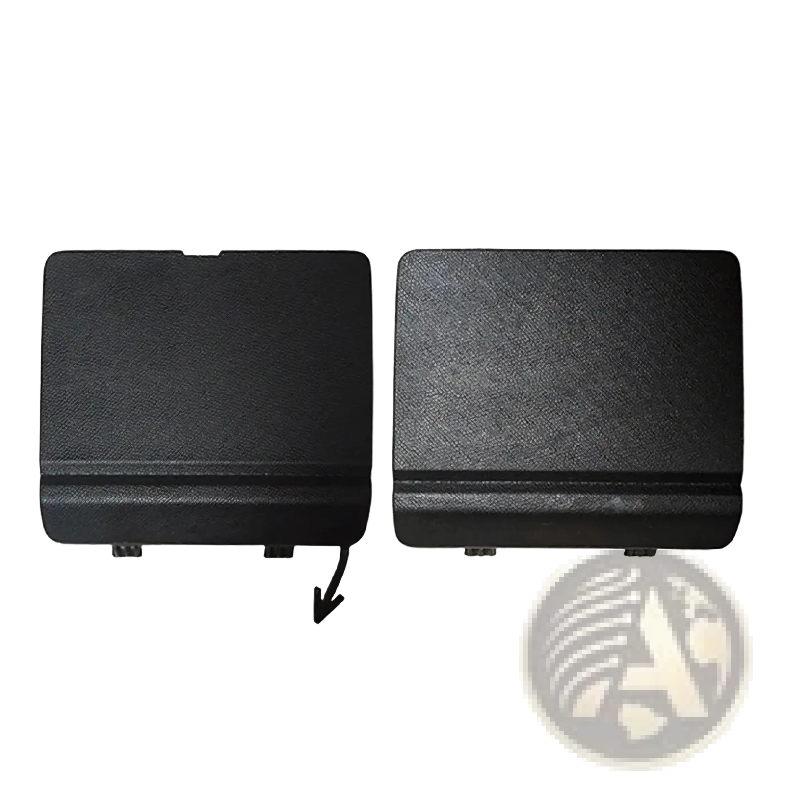 Black textured plastic front tow hook covers for chery jetour traveller t2 car trunk lid shown from back side