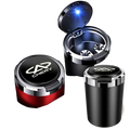 Black and red metallic chery led car ashtray with glowing blue led light inside the open lid for vehicles