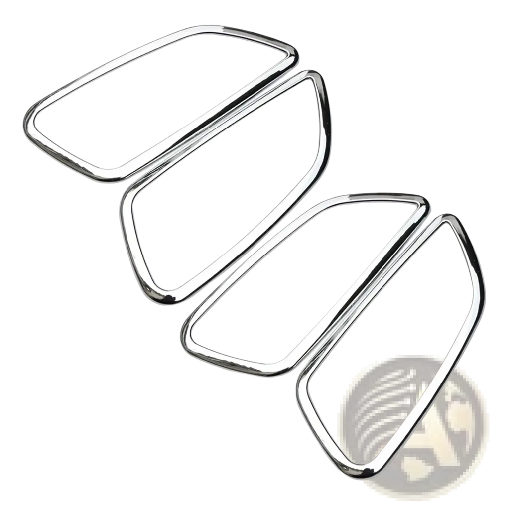 Set of four chrome finished rectangular car mirror trim covers with rounded edges for Chevrolet Cruze 2009-2014 interior door handles