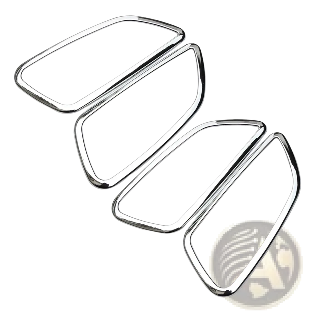 Set of four chrome-finished rectangular car mirror trim covers with rounded edges for Chevrolet Cruze 2009-2014 interior door handles