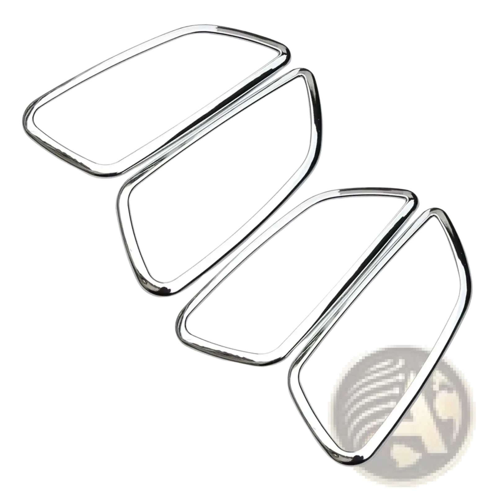 Set of four chrome-finished rectangular car mirror trim covers with rounded edges for Chevrolet Cruze 2009-2014 interior door handles