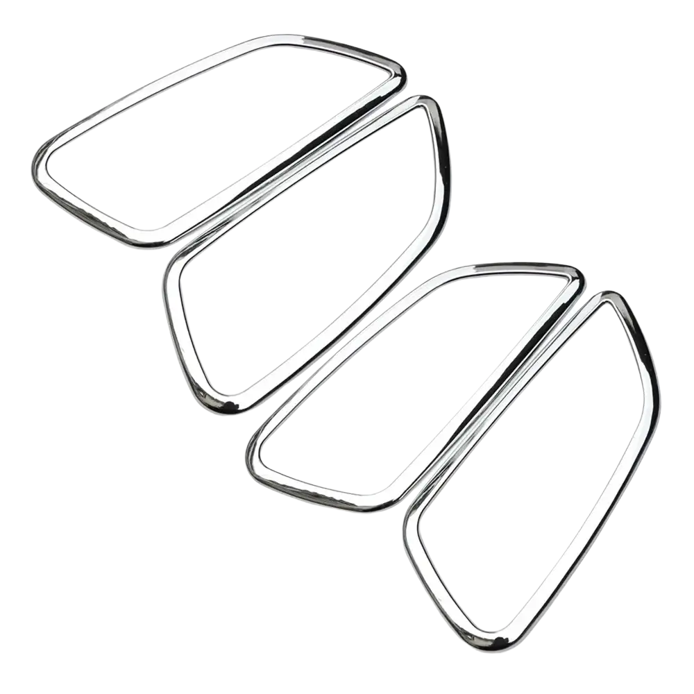 Set of four chrome finished rectangular car mirror trim covers with rounded edges for Chevrolet Cruze 2009-2014 interior door handles