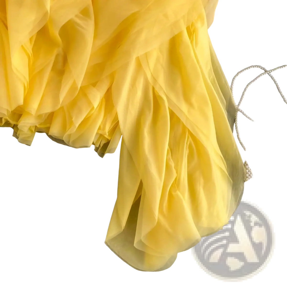 Chicever plus size ruffled mesh blouse paired with a flowing bright yellow sheer tulle skirt with layered ruffles