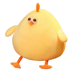 Cute yellow chicken plush stuffed pillow with orange beak feet and tufted crest made in mainland china