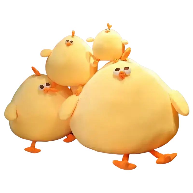 Plush stuffed yellow chicken plush with orange beaks and soft fabric bodies made in mainland china