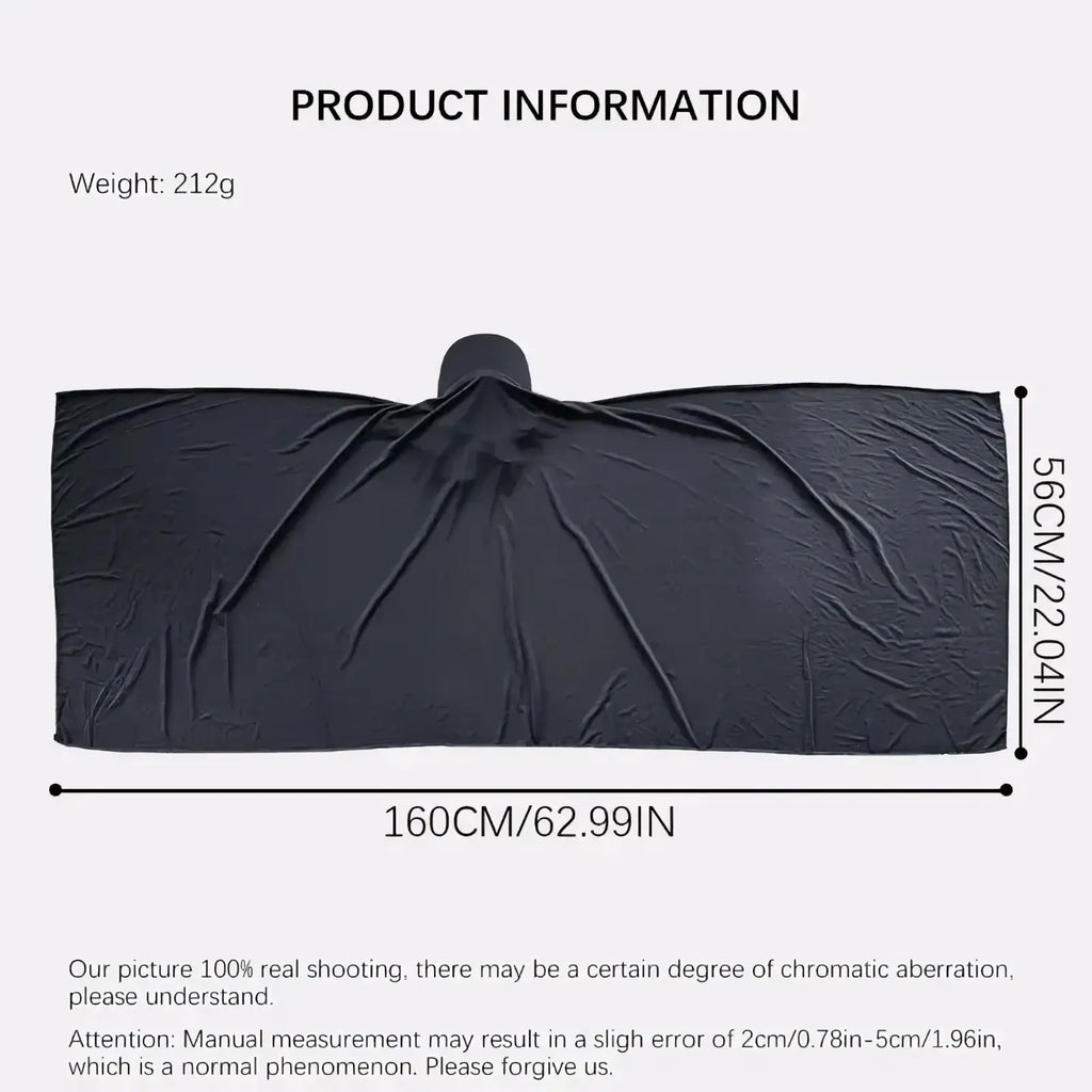 Black lightweight chiffon rain poncho with hood and full-length sleeves for outdoor use in baseball cap hijab style