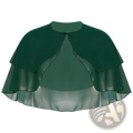 A sheer dark green chiffon bolero jacket with layered ruffles and round neckline for wedding wear