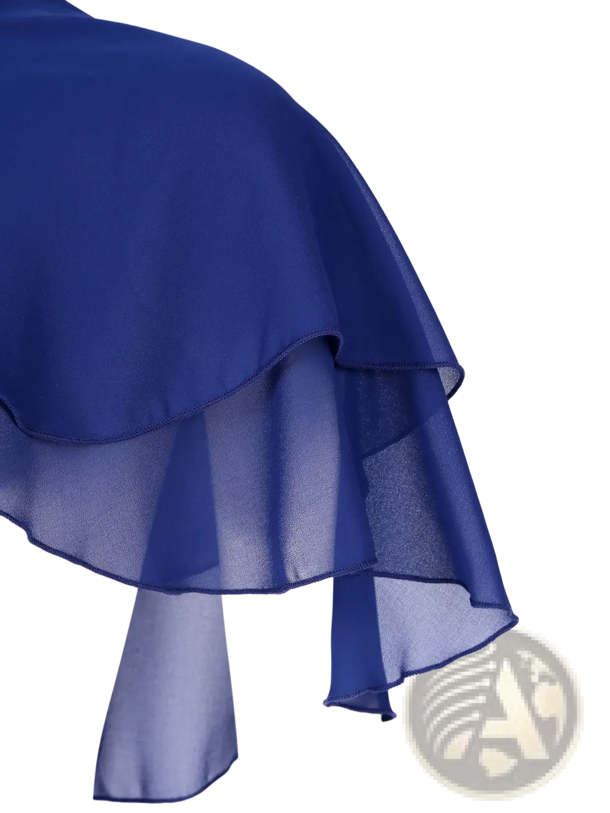 Navy blue chiffon bolero jacket with sheer layered ruffles and delicate hemline for wedding cape use