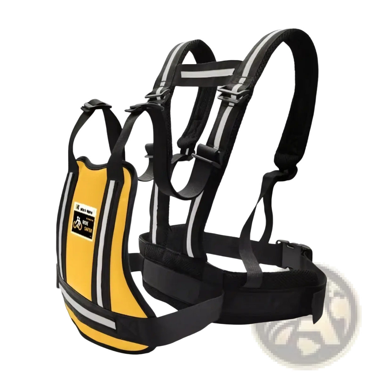 Yellow and black reflective child motorcycle safety harness with adjustable straps for anti-drop protection