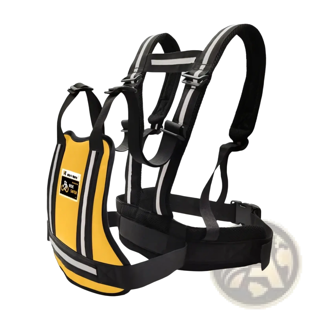 Yellow and black reflective child motorcycle safety harness with adjustable straps for anti drop protection