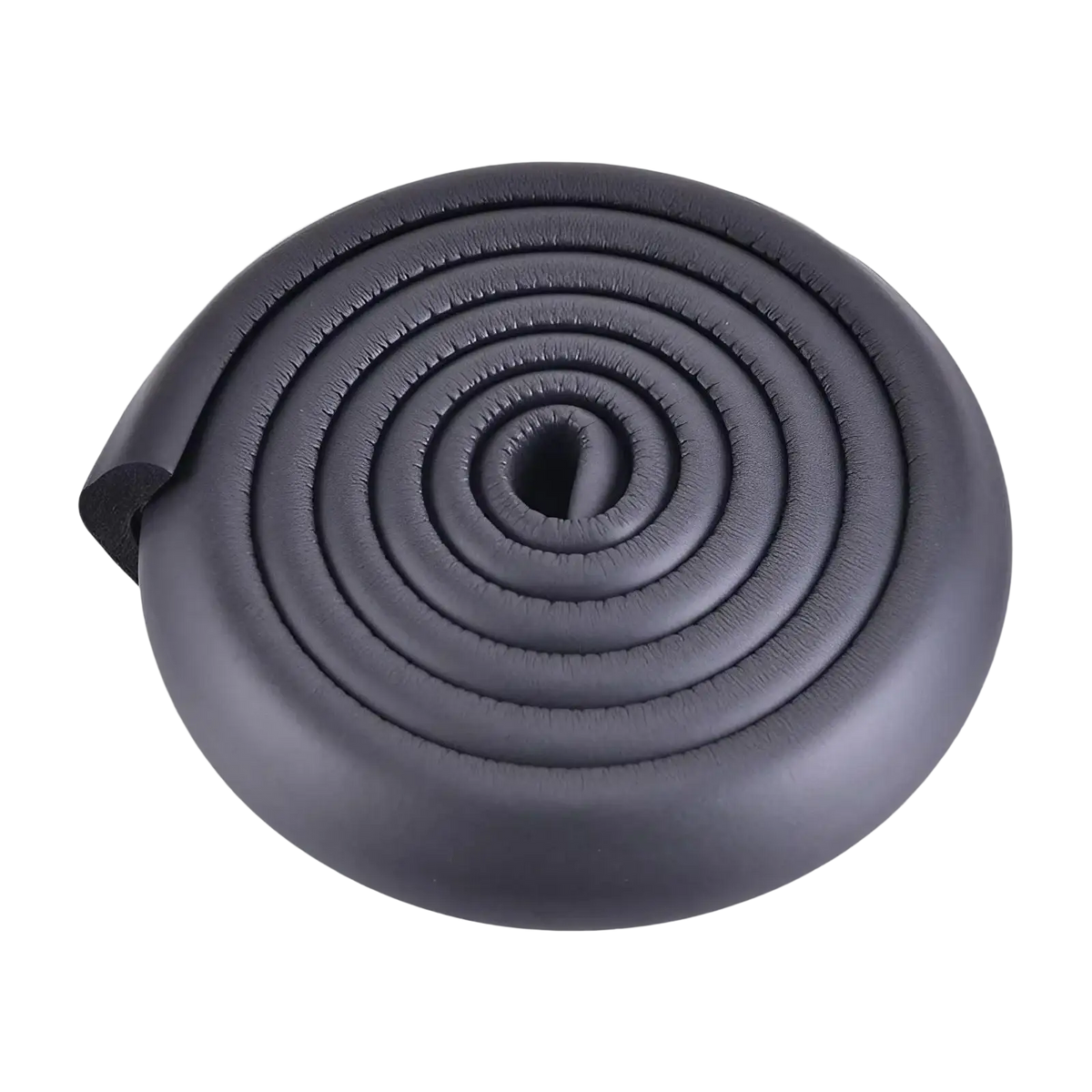 Black foam child safety bumper strip thick l shape guard coiled with textured ridges for edge protection