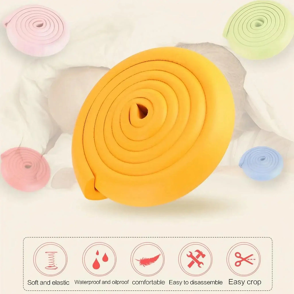 Bright yellow thick l shape child safety bumper strip made of soft elastic foam for secure edge protection