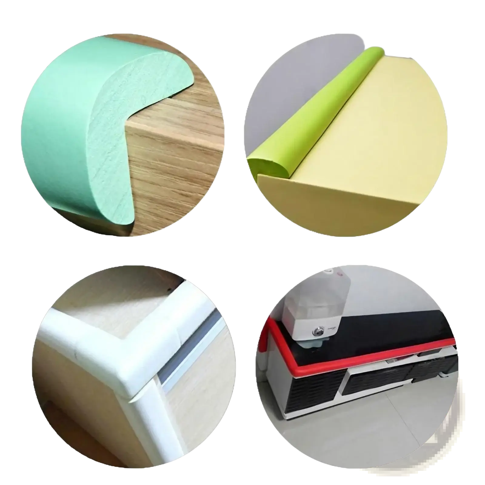 Corner protectors set in mint green lime green and white thick l shape child safety bumper strips for edge guarding