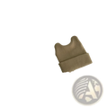 Childrens knitted beanie hat warm winter cap in soft beige with folded cuff and rounded ear-like protrusions