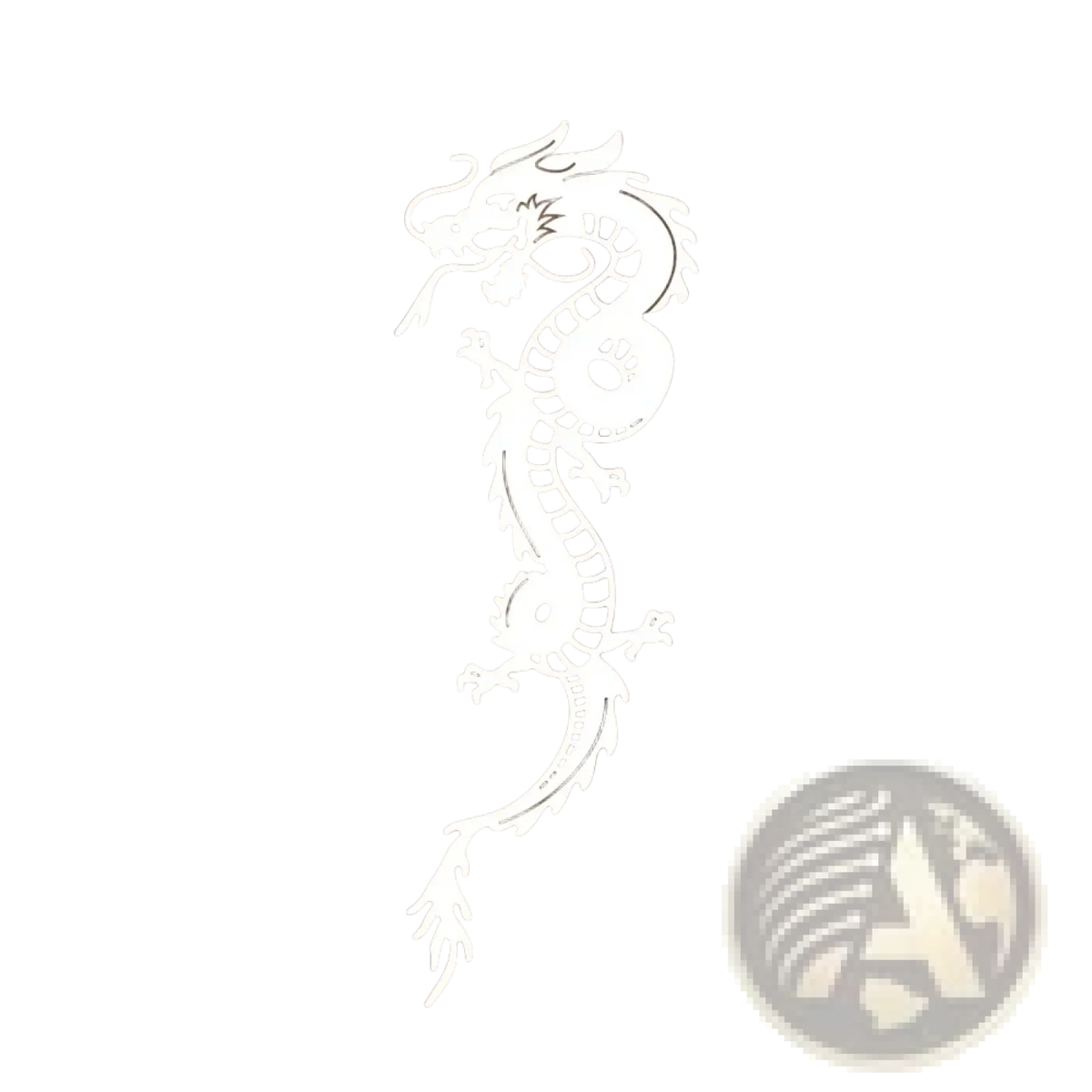 White dragon-shaped metal cutting die in vinyl decal style with intricate cut-out details for chinese new year craft projects