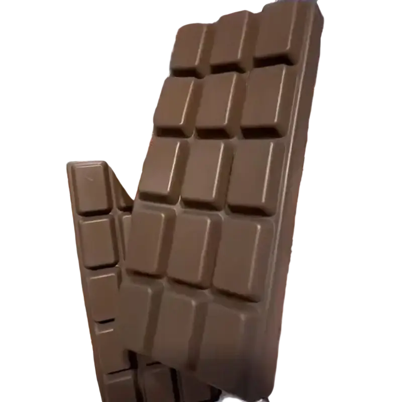 A rich dark brown chocolate bar squeeze toy with classic segmented design and slow rising sensory fidget feature