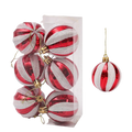Red and silver striped christmas ball ornaments with a glittery finish perfect for christmas tree decoration