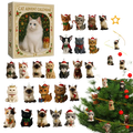 A christmas calendar countdown featuring 24 miniature acrylic cat figurines in festive holiday hats and scarves