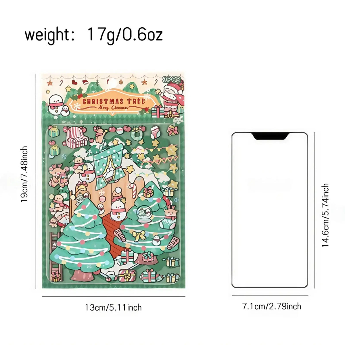 A festive green christmas cartoon sticker sheet with snowmen santa claus and holiday decorations for journal decals