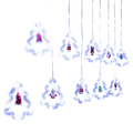 White led christmas curtain string lights with tree-shaped decorations featuring illuminated santa and snowman figures