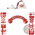 Christmas door banner holiday decoration featuring a red and white striped merry christmas arch with snowflake and star ornaments