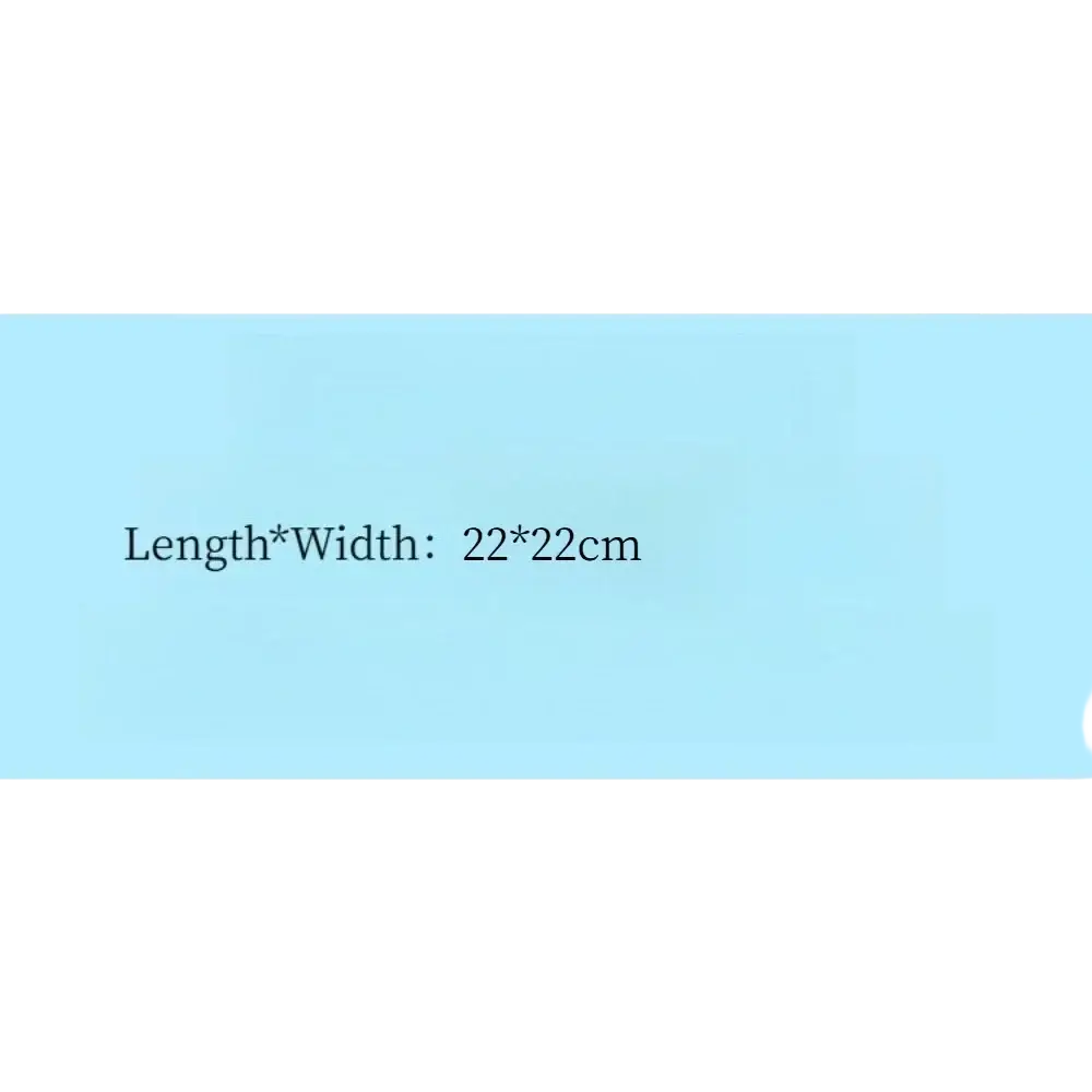 Light blue rectangular label showing 22 by 22 cm dimensions on a coral fleece snow globe christmas hanging hand towel