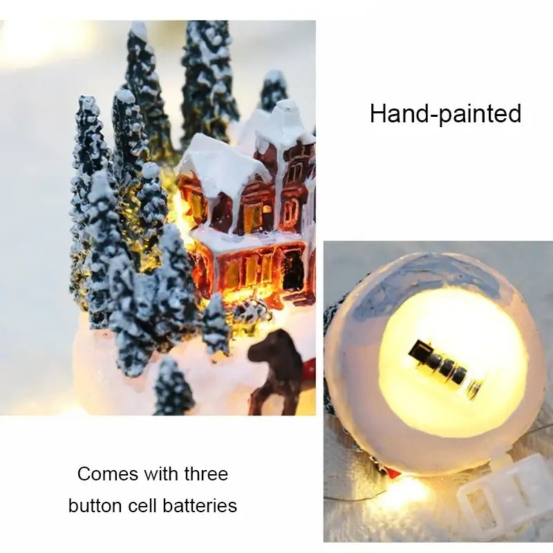 Hand-painted christmas house night light featuring a miniature snow village with warm led lights and snow-covered trees