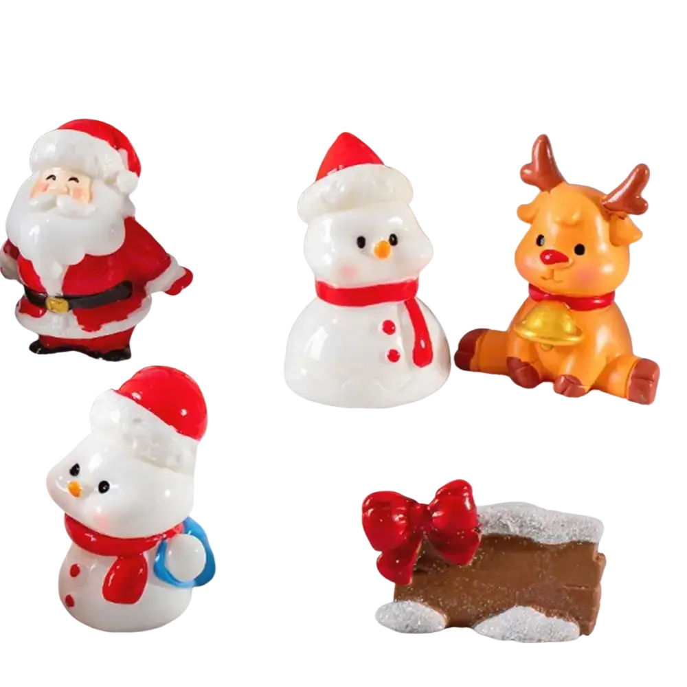 Christmas miniature resin snowman figurine with white body red hat and scarf black button eyes orange nose