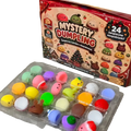 Colorful soft silicone mystery dumpling toys in a festive advent calendar box for a christmas mystery surprise gift