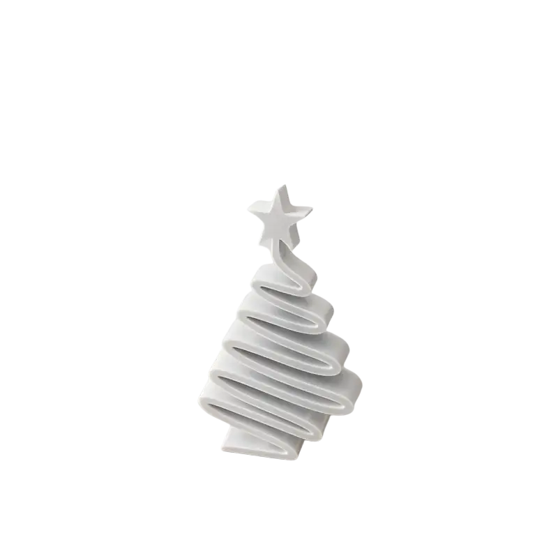 White ceramic christmas tree desktop decoration with star topper and layered sculpted design