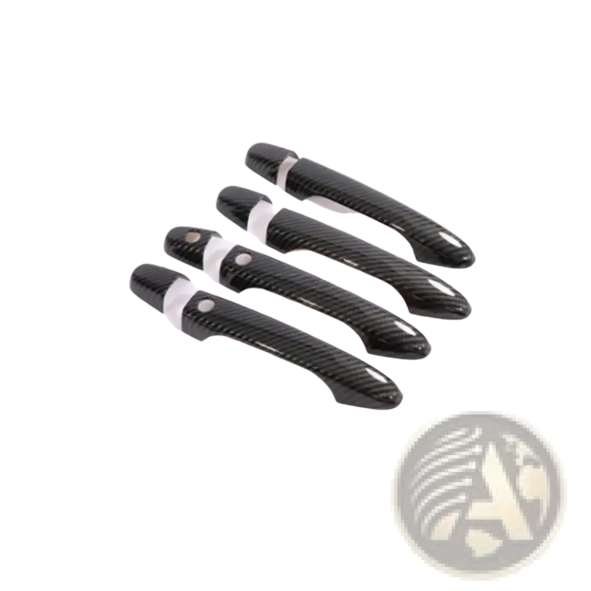 Set of four black carbon fiber textured car door handle covers for Honda Civic CR-V 2012 to 2016 models