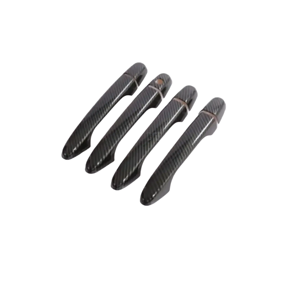 Set of four black carbon fiber textured car door handle covers for Honda Civic CR V 2012 2016 models