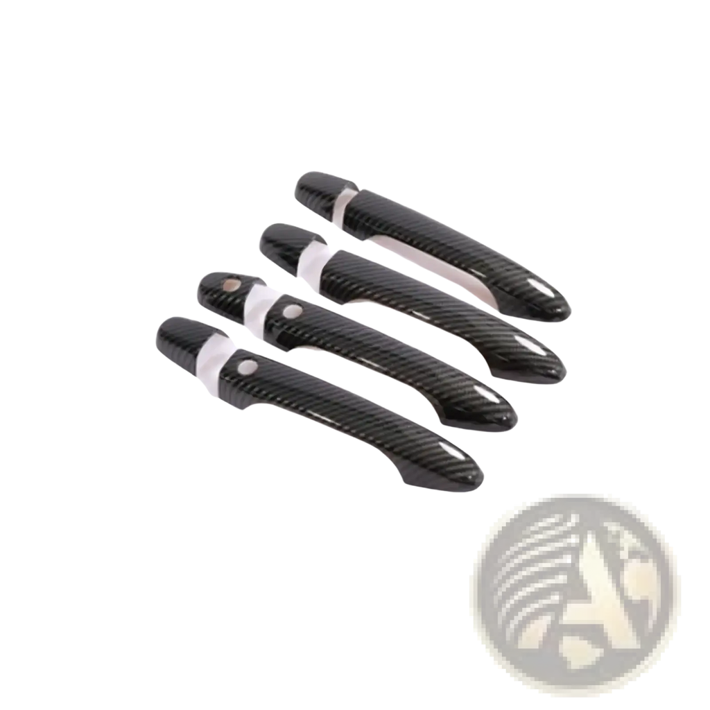 Set of four black carbon fiber textured door handle covers for Honda Civic CR V 2012 to 2016 models