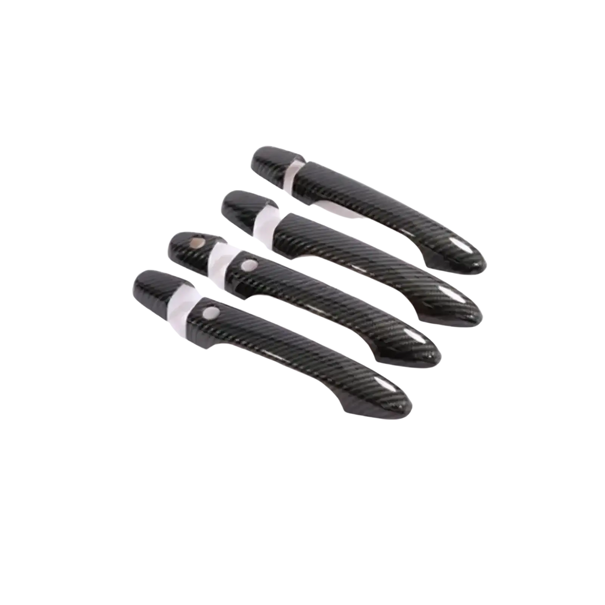 Set of four black carbon fiber textured car door handle covers for Honda Civic CR-V 2012 to 2016 models