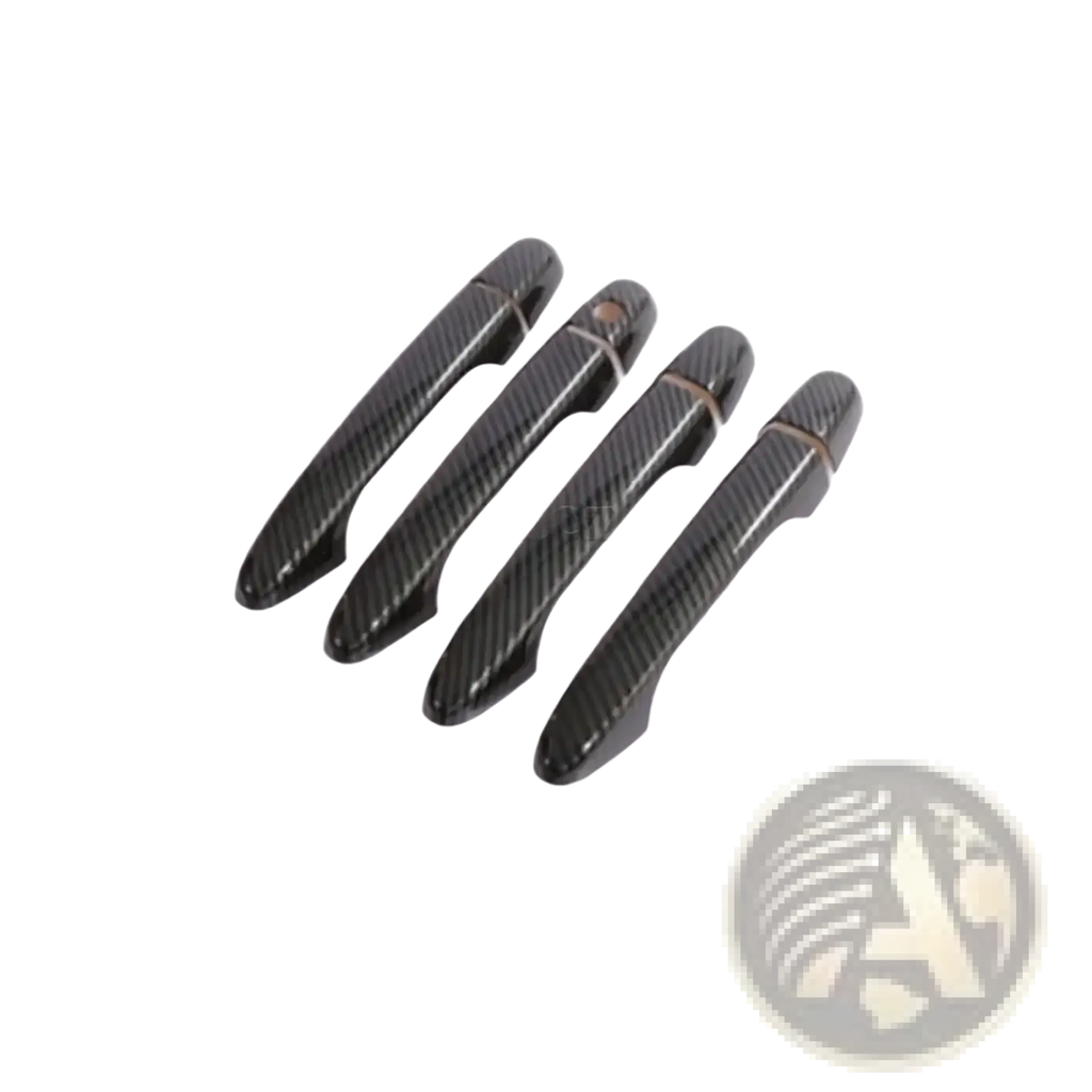 Set of four black carbon fiber textured car door handle covers for Honda Civic CR V 2012 2016 models