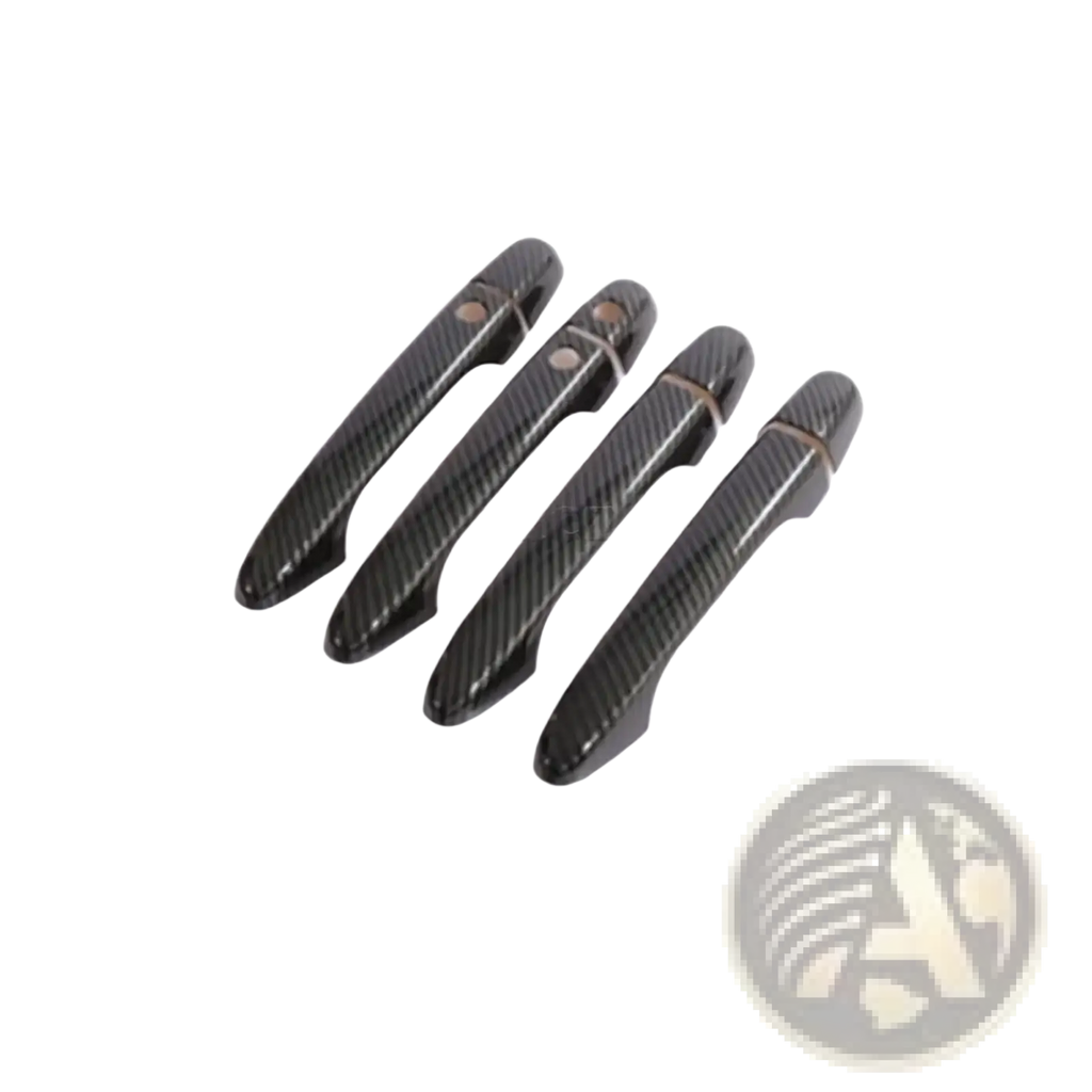 Set of four black carbon fiber textured car door handle covers for Honda Civic CR V 2012 2016