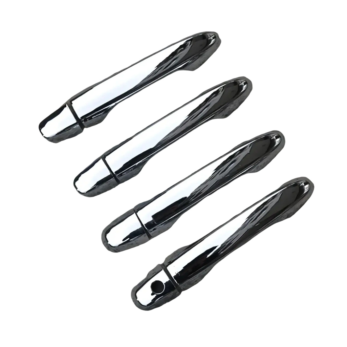 Set of four chrome finished elongated car door handle covers with polished metallic finish for honda civic cr v 2012 2016