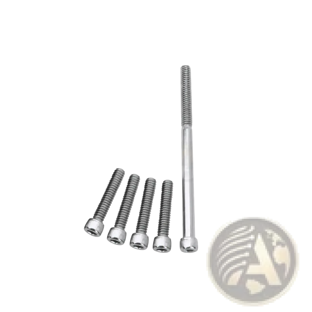 Set of five polished stainless steel hex socket head screws for chrome inner primary accent cover harley touring 17-22
