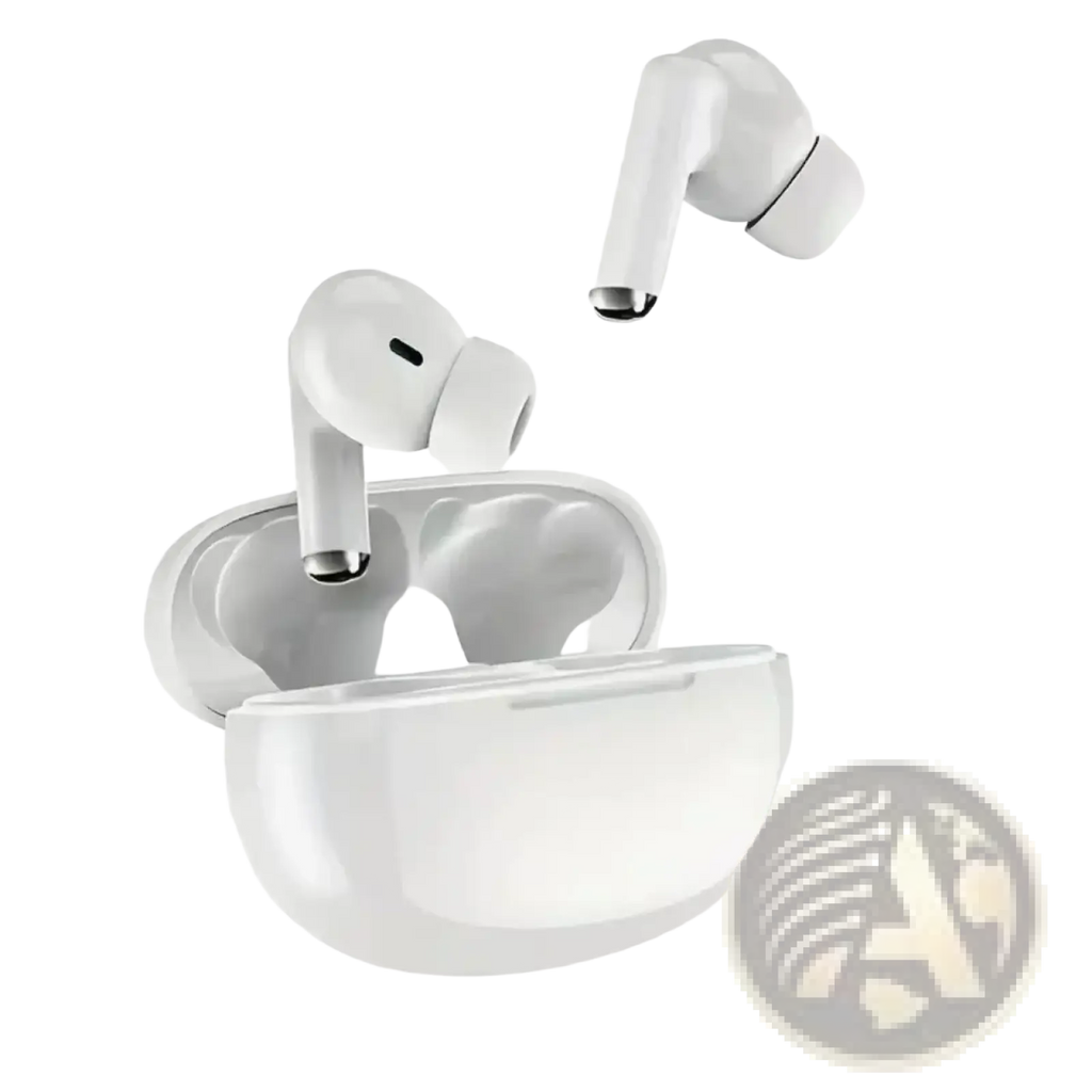 Chuban wireless earbuds active noise cancelling in white with sleek glossy finish and metallic accents in charging case