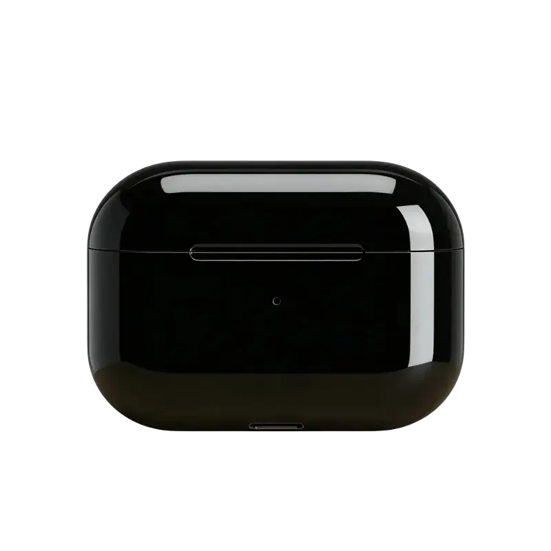 Black glossy apple airpods pro charging case showcasing chuban wireless earbuds with long battery life and low-latency listening experience