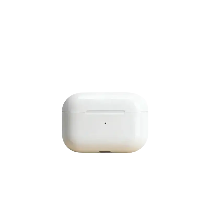 White apple airpods pro charging case with smooth minimalist design and glossy finish for enhanced battery life and listening experience