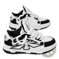 Chunky sneakers for men in white and black with a bold geometric star design on the side low top shoes