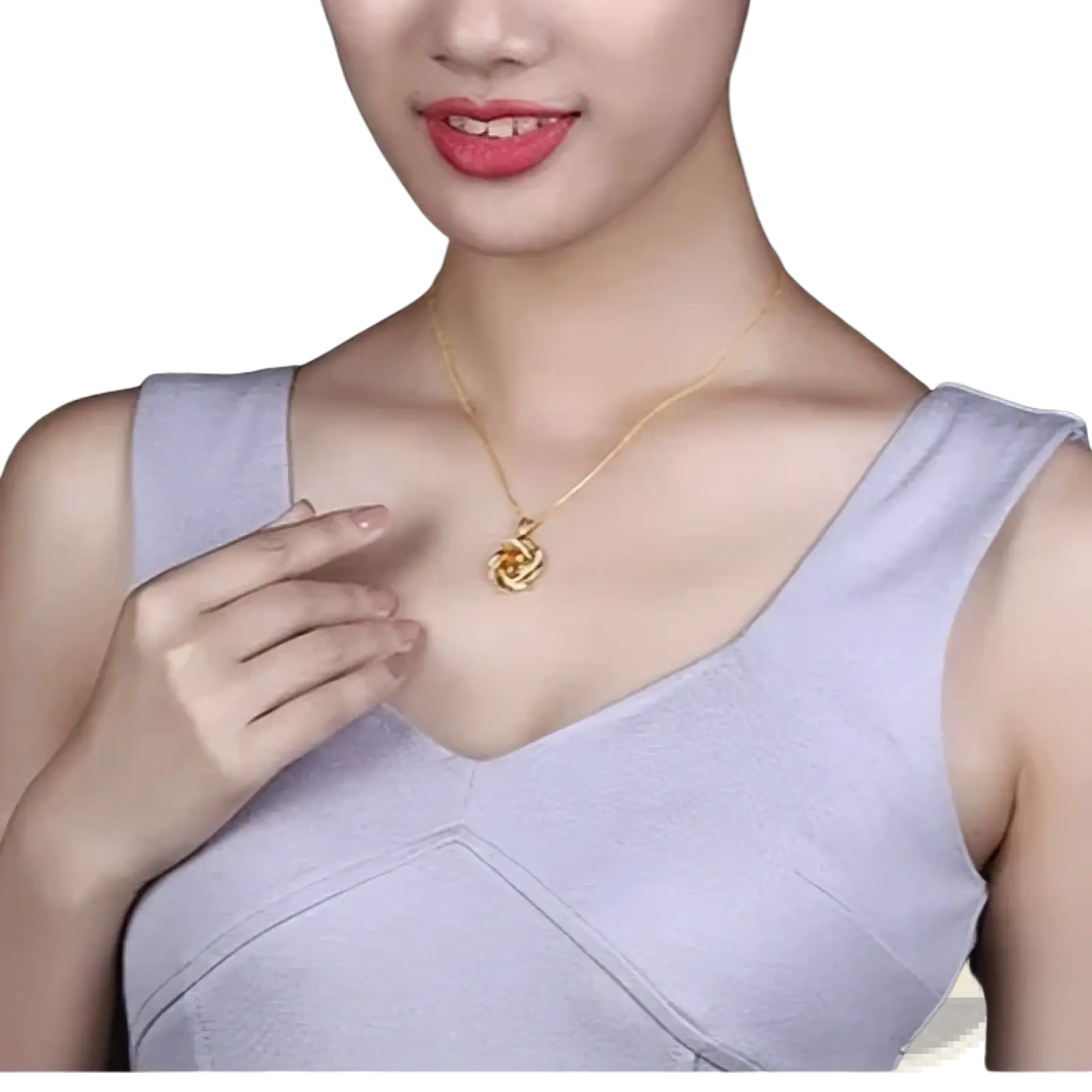 Gold-toned citrine windmill pendant necklace featuring a delicate intertwined knot design and birthstone detail