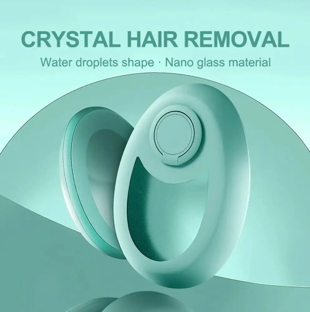 Teal nano glass crystal hair eraser in water droplet shape designed for painless hair removal