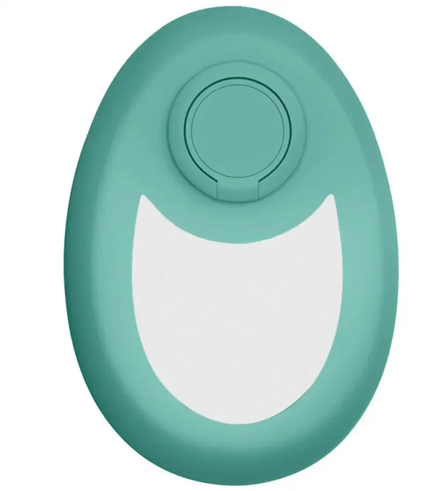 Teal nano glass crystal hair eraser with oval shape, circular grip ring, and white cat face design for painless removal