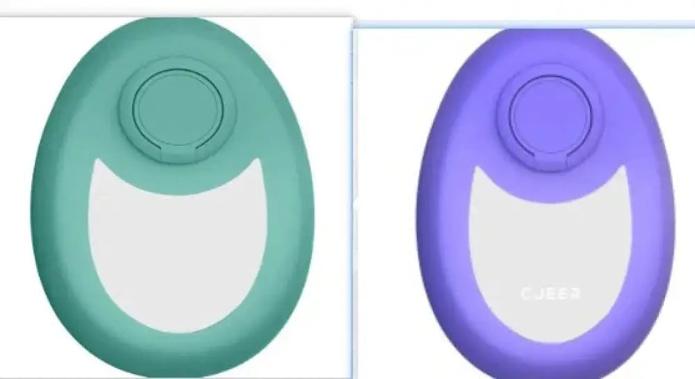 Teal and purple silicone egg-shaped nano glass crystal hair eraser with central button for painless removal