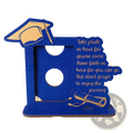 Blue wooden graduation photo frame with gold accents and engraved motivational quote for class of 2025
