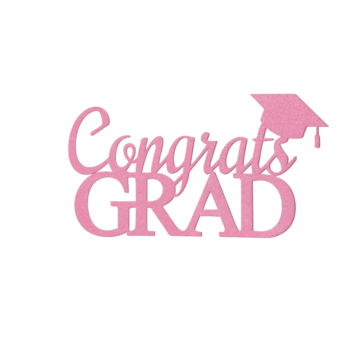 Pink glittery congrats grad felt wall sticker with graduation cap design for class of 2026 graduation felt wall decor